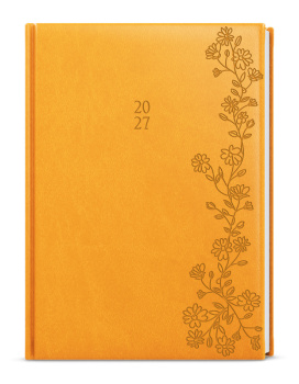 Denní diář - David - Vivella s ražbou - A5 - okrová - Květy