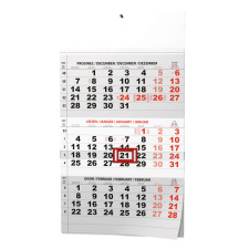 Nástěnný kalendář - Tříměsíční - A3 (s mezinárodními svátky) - černý