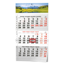 Nástěnný kalendář - Tříměsíční - A3 (s mezinárodními svátky) - černý - Příroda