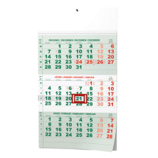 Nástěnný kalendář - Tříměsíční - A3 (s mezinárodními svátky) - zelený