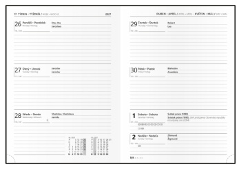 Týdenní diář - Prokop - Vivella s ražbou - B6 - jasně zelená - Listy