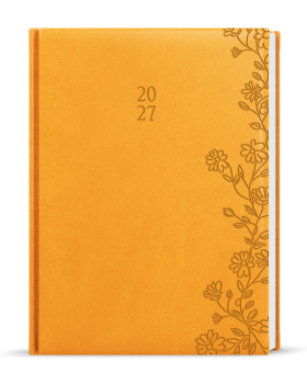 Týdenní diář - Prokop - Vivella s ražbou - B6 - okrová - Květy
